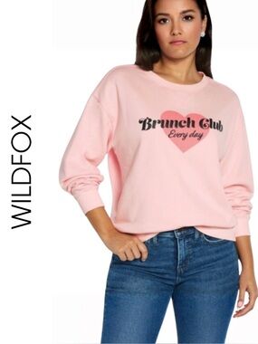 Wildfox Brunch Club Every Day Pink Graphic Sweatshirt NWT Large